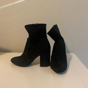 Madden Girl size 6 black suede bootie .. 3 inch heel